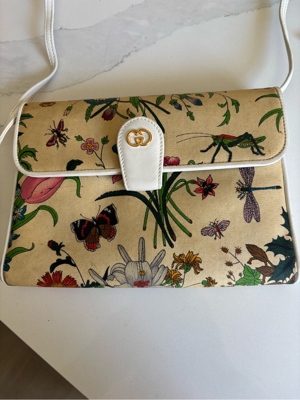 Authentic vintage Gucci Flora shoulder flap bag